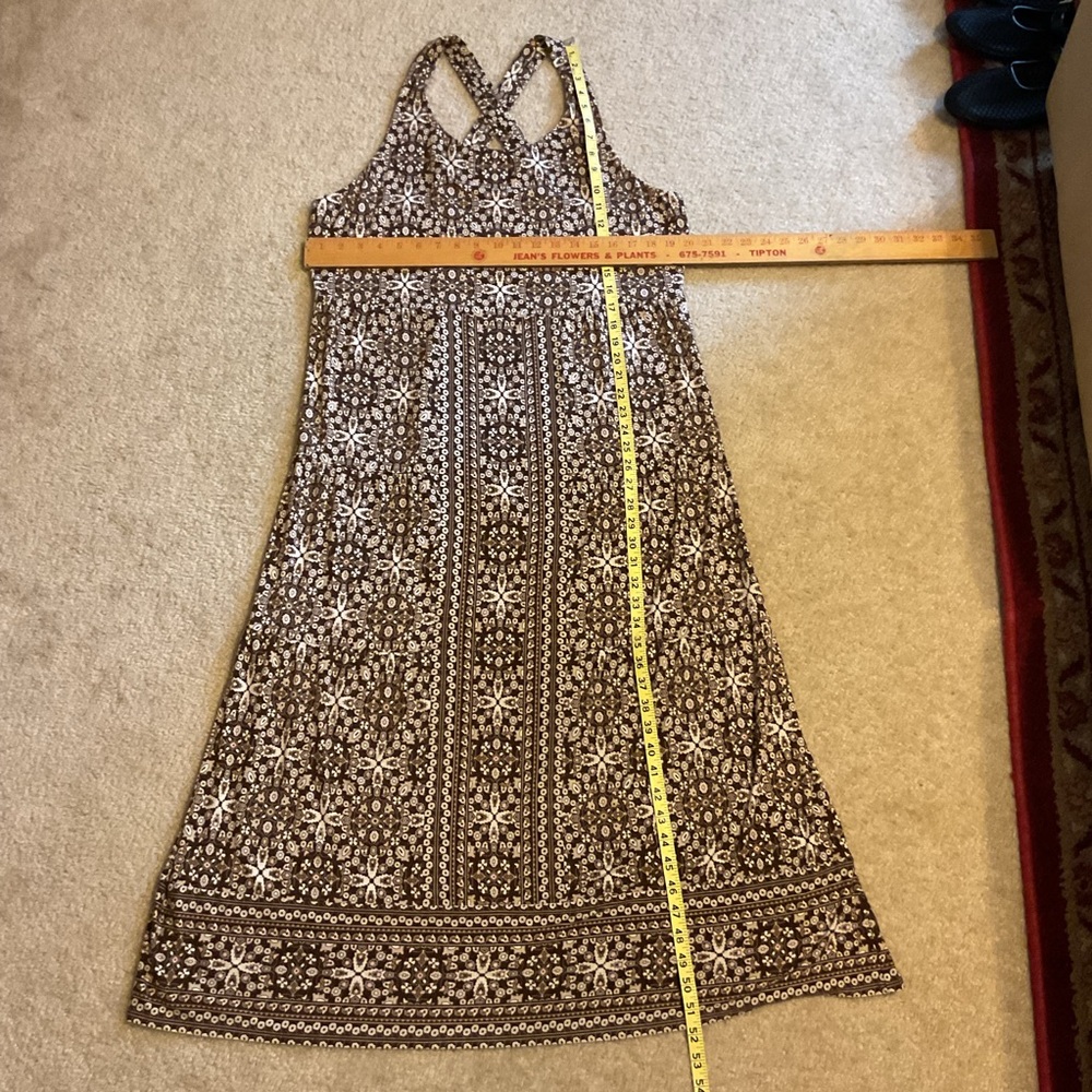 J.Jill Kona Cross Back Knit Floral Mandala Print Maxi Dress Brown Pink White XL - Picture 5 of 12